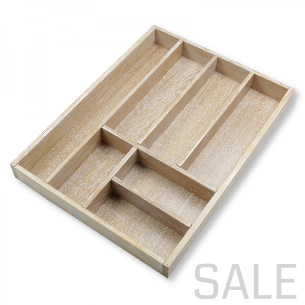 Besteckeinsatz K45 für gerade Zargen. Eiche gekälkt.