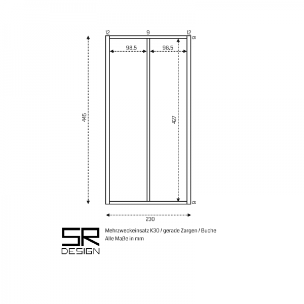 Mehrzweckeinsatz K30 für gerade Zarge. Buche.