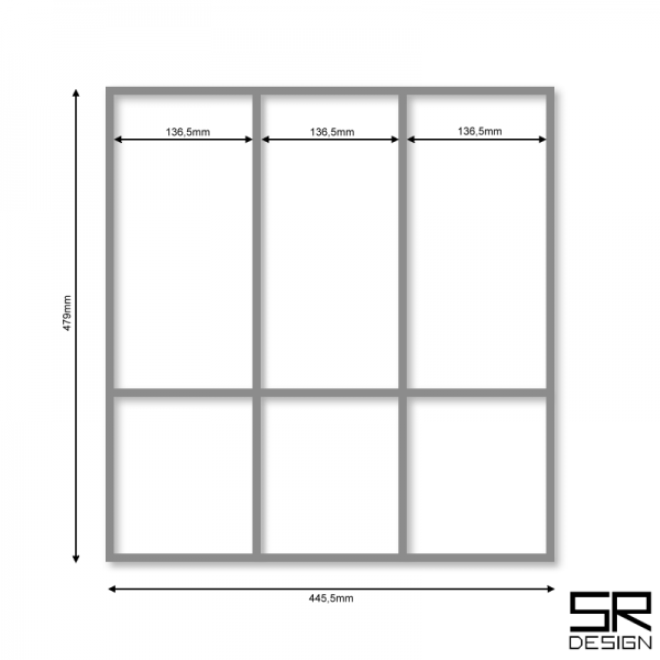 Mehrzweckelement mit 6-Facheinteilung, ohne Boden. Eiche.